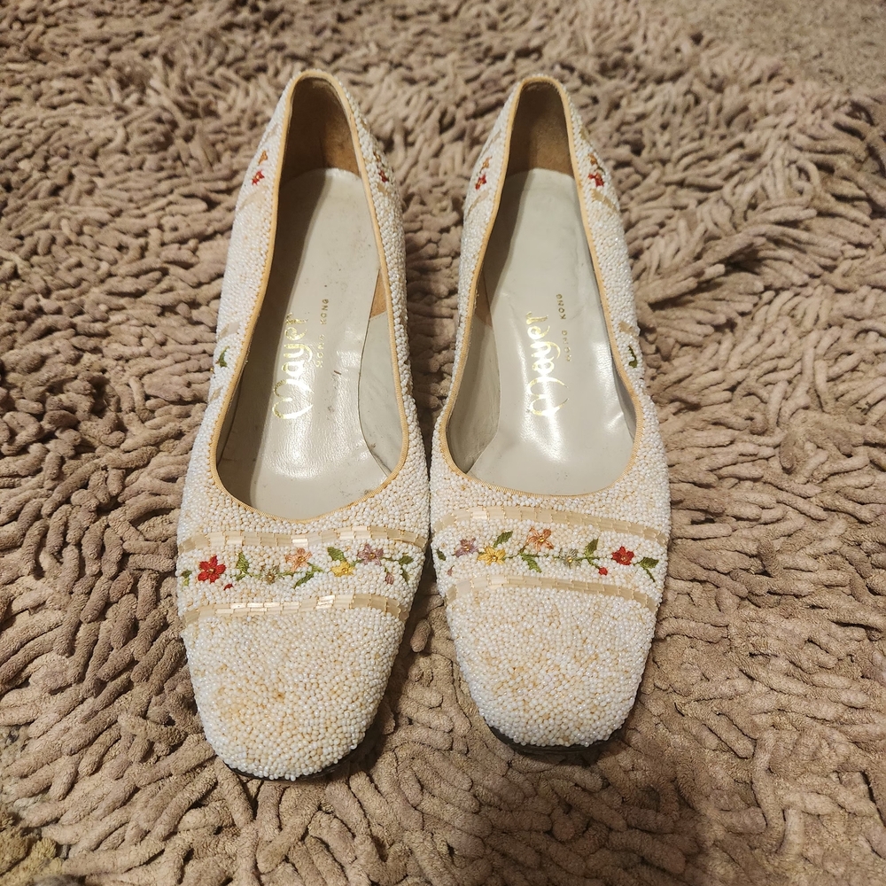 Mayer Vintage Hand Beaded Women's Shoes 7.5 A Narrow
